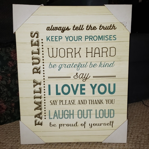 Free w/ Bundle | Family Rules Canvas Print - 16" x 20" - Picture 1 of 1